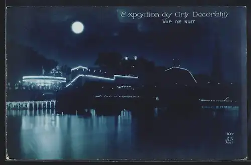 AK Paris, Exposition des Arts décoratifs 1925, Vue de Nuit