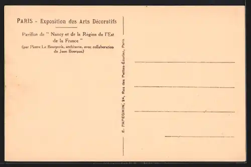 AK Paris, Exposition des Arts Decoratifs 1925, Pavillon de Nancy et de la Region de L`Est de la France