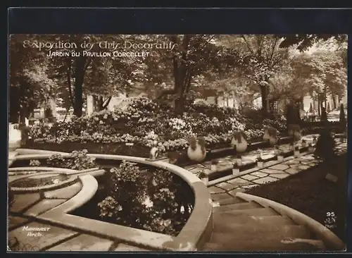 AK Paris, Exposition des Arts décoratifs 1925, Jardin du Pavillon Corcellet