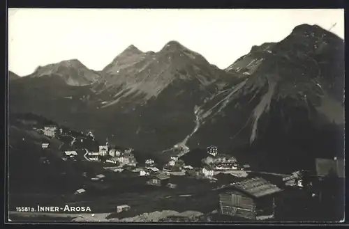 AK Inner-Arosa, Ortsansicht mit Bergen