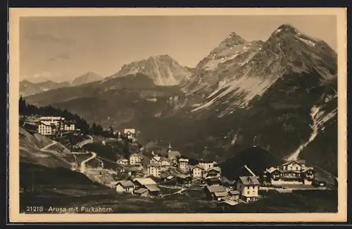 AK Arosa, Panorama mit Furkahorn