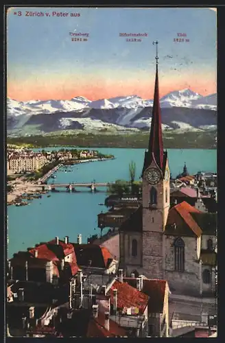 AK Zürich, Ortsansicht v. Peter aus