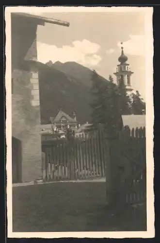 AK Samaden, Ortspartie mit Glockenturm