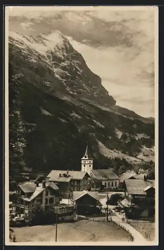 AK Grindelwald /Eiger, Ortsansicht mit Restaurant