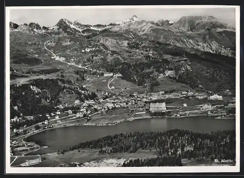 AK St. Moritz, Ortsansicht am Wasser