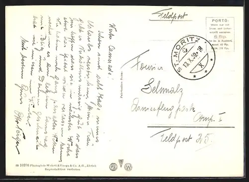 AK St. Moritz, Ortsansicht am Wasser