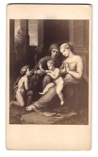 Fotografie unbekannter Fotograf und Ort, Gemälde: heilige Madonna mit Kindern