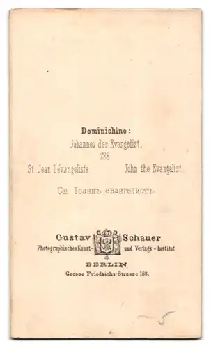 Fotografie Gustav Schauer, Berlin, Gemälde: Johannes der Evangelist, nach Dominichino