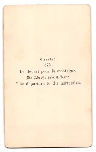 Fotografie unbekannter Fotograf und Ort, Gemälde: Die Abreise in`s Gebirge, nach Girardet