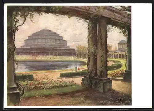 Künstler-AK Breslau, Partie an der Jahrhunderthalle