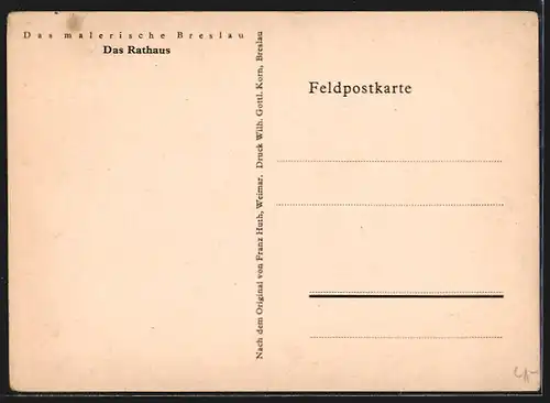 Künstler-AK Breslau, Partie am Rathaus