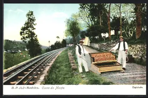 AK Madeira, Carro de Monte, Portugiesen mit Schlitten