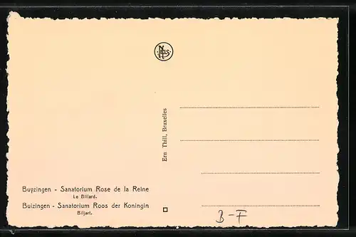 AK Buizingen, Sanatorium Roos der Koningin, Billardraum