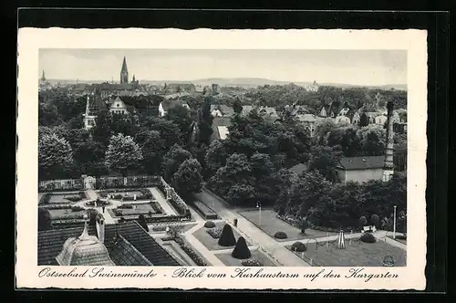 AK Swinemünde, Blick vom Kurhausturm auf den Kurgarten