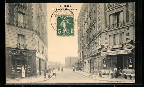 AK Bécon, La Rue de Strasbourg