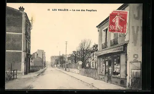 AK Les Vallées, La rue des Peupliers