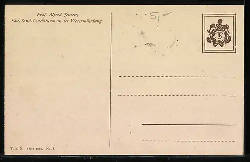 AK Rote-Sand-Leuchtturm an der Wesermündung