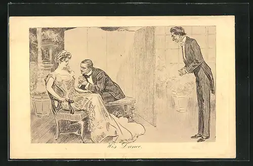 Künstler-AK Charles Dana Gibson: His Dance, Kavalier bittet Dame zum Tanz