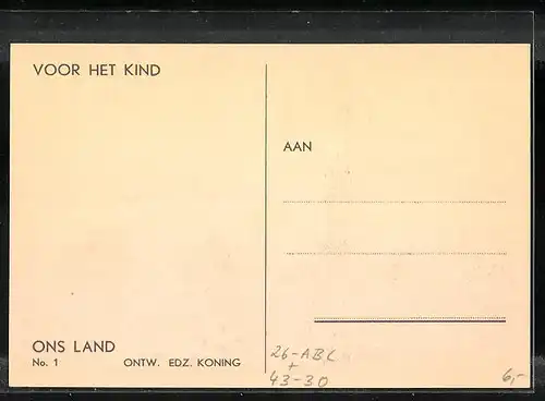 Künstler-AK sign. Edz. Koning: Voor het Kind, Ortspartie mit Windmühle, Kinderfürsorge