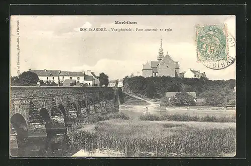 AK Morbihan, Vue generale, Pont construit en 1760