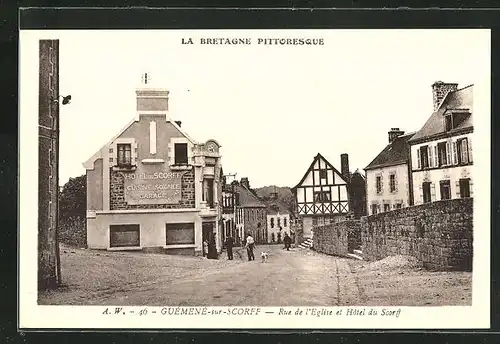 AK Guémené-sur-Scorff, Rue de l`Eglise et Hôtel du Scorff