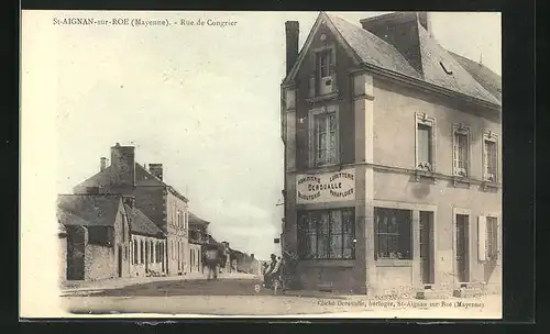 AK St-Aignan-sur-Roe, Rue de Congrier, Strassenpartie