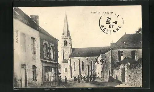 AK Commer, L`Église, Blick zur Kirche