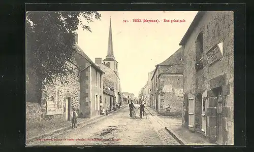 AK Brée, Rue Principale mit Cafe Quittet