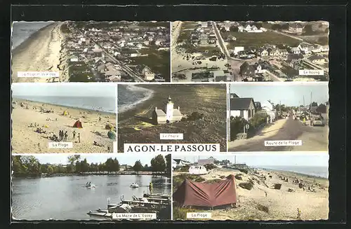 AK Agon-Le Passous, Ortsansicht mit La Plage, Le Bourg und Le Phare