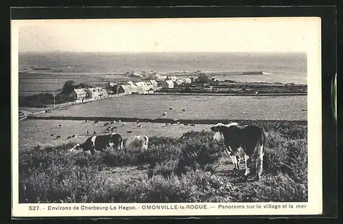 AK Omonville-la-Rouge, Panorama sur le village et la mer