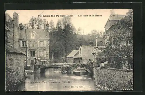 AK Villedieu-les-Poeles, Les bords de la Sienne