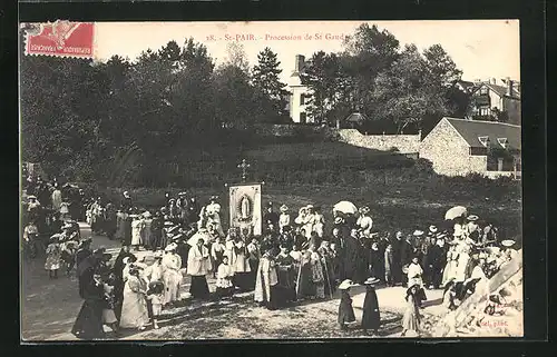 AK St-Pair, Procession de St-Gaud