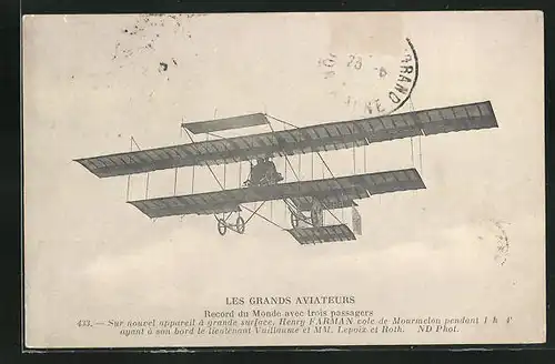 AK Piloten Lieutenant Vuillaume und M.M. Lepoix im Flugzeug Henry Farman