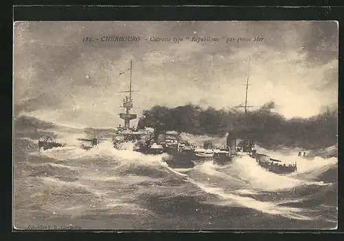 AK Cherbourg, Cuirassé type République par grosse Mer