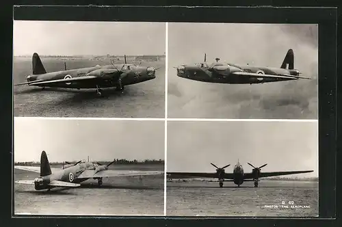 AK Bomber der Royal Air Force, Ansicht im Flug und auf der Startpiste