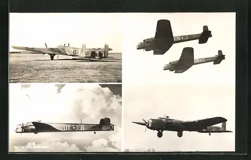 AK Bomber der RAF Armstrong Whitworth Whitley 5, verschiedene Ansichten im Flug und auf der Piste