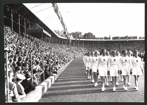 Fotografie Ansicht Stockholm, Eröffnungsfeier der Lingiade im Stadion 1939