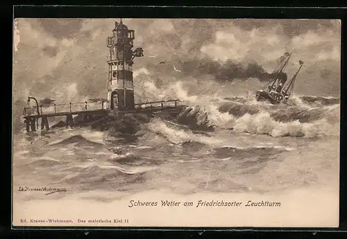 AK Friedrichsort, Schweres Wetter am Leuchtturm