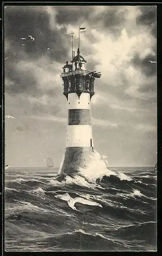 AK Rotesandleuchtturm vor der Wesermündung