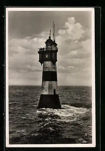 Künstler-AK Rotesand-Leuchtturm an der Wesermündung