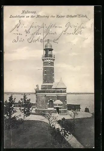 AK Kiel-Holtenau, Leuchtturm an der Mündung des Kaiser Wilhelm-Kanals