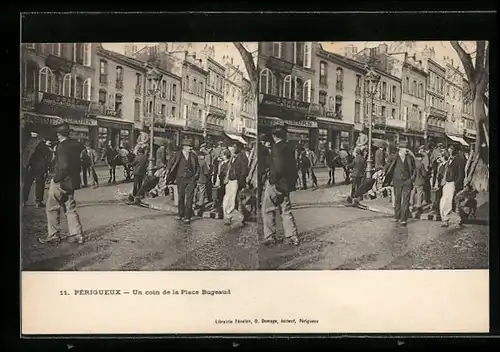 Stereo-AK Périgueux, Un Coin de la Place Bugeaud