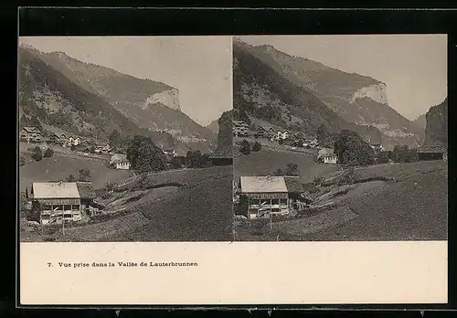 Stereo-AK Lauterbrunnen, Vue prise dans la Vallée de Lauterbrunnen