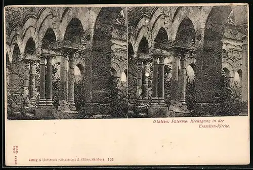 Stereo-AK Palermo /Italien, Kreuzgang in der Eremiten-Kirche