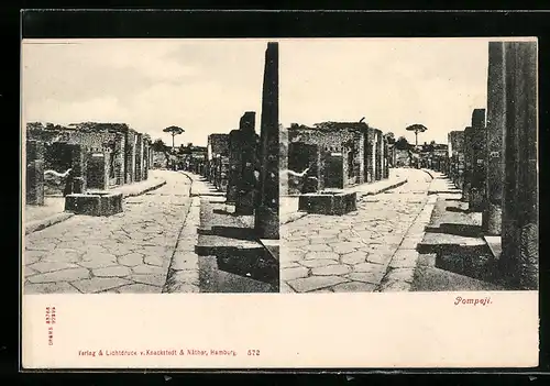 Stereo-AK Pompeji, Strassenpartie im Ort