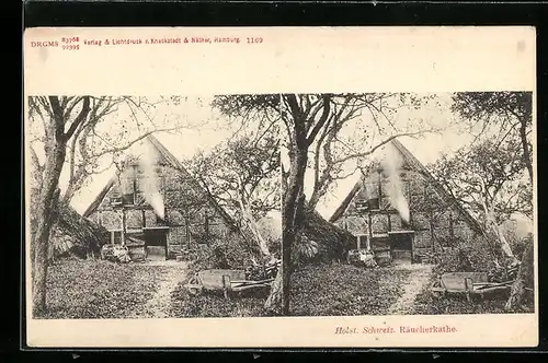 Stereo-AK Holst. Schweiz., Blick auf Räucherkathe