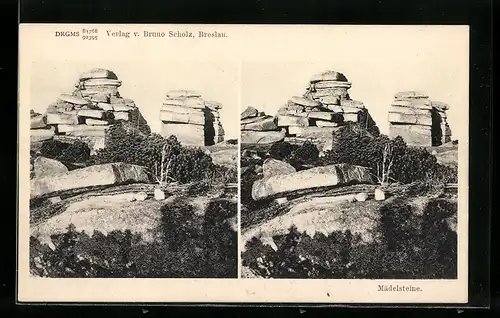 Stereo-AK Blick auf Mädelsteine