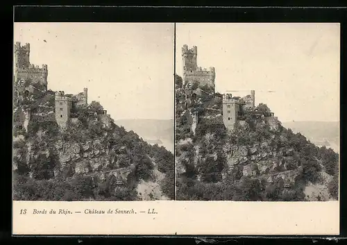 Stereo-AK Bords du Rhin, Château de Sonnech