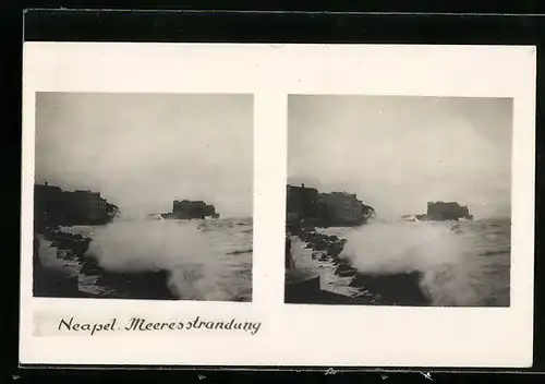 Stereo-AK Neapel, An der Meeresstrandung