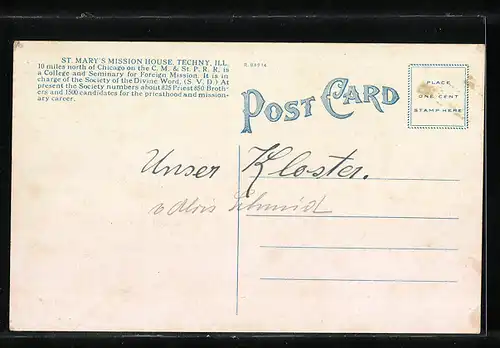 AK Techny, IL, Present Southwest View of St. Marys Mission House